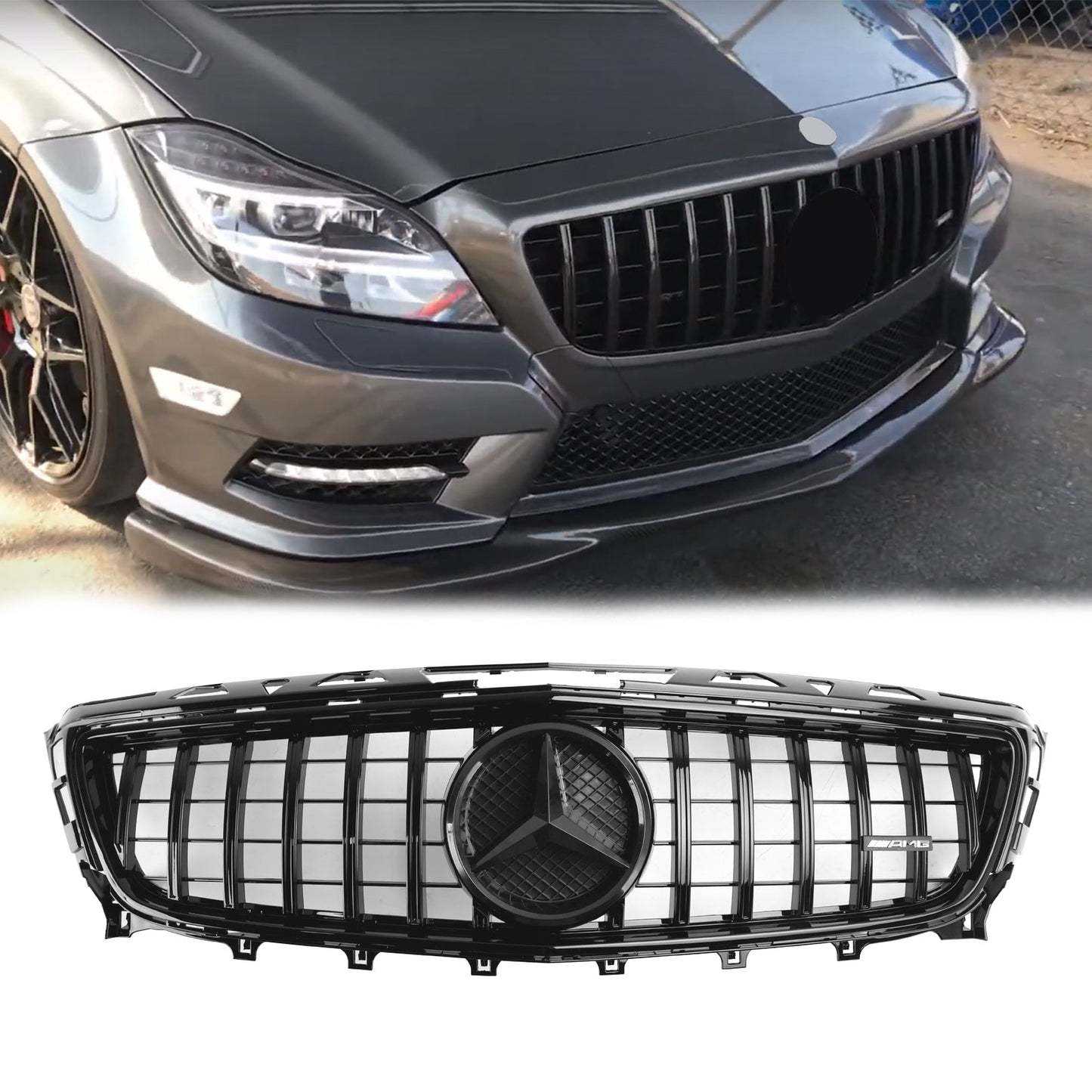 2011-2014 Mercedes Benz CLS W218 C218 X218 CLS250/350/400/500/550 Diamond / AMG Style Grille Front Bumper Black Grill