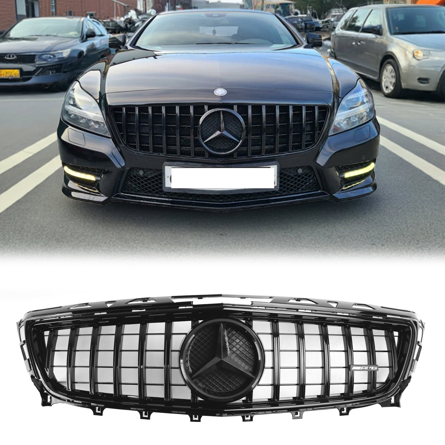 2011-2014 Mercedes Benz CLS-Class W218 C218 X218 AMG Style Front Bumper Grille Black Replacement Grill