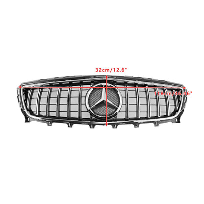 2011-2014 Mercedes Benz CLS-Class W218 C218 X218 Upper Bumper Chrome Grille W/ Emblem GTR Style Front Grille