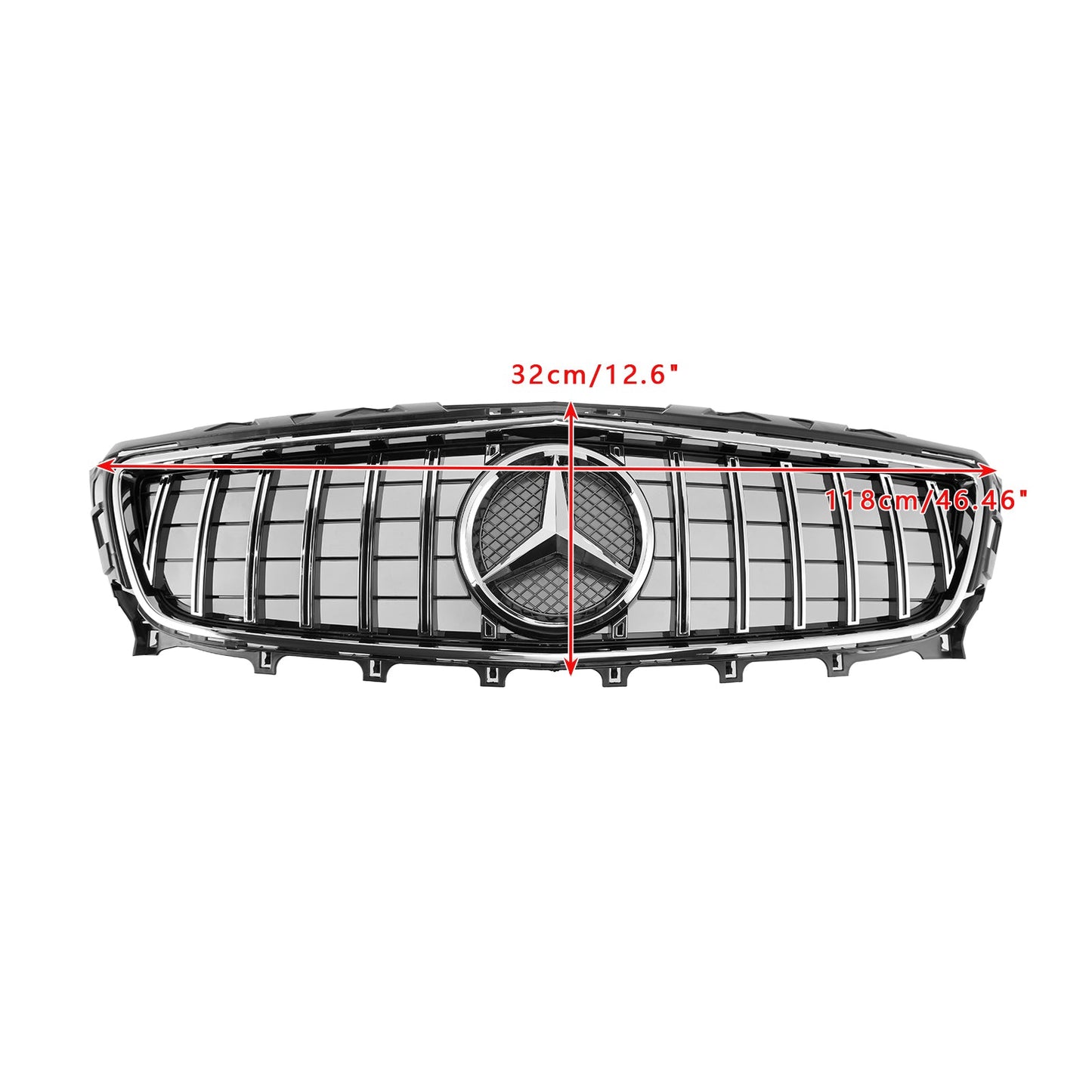 2011-2014 Mercedes Benz CLS-Class W218 C218 X218 GTR Styel Grill Front Bumper Chrome Replacement Grille W/ Emblem