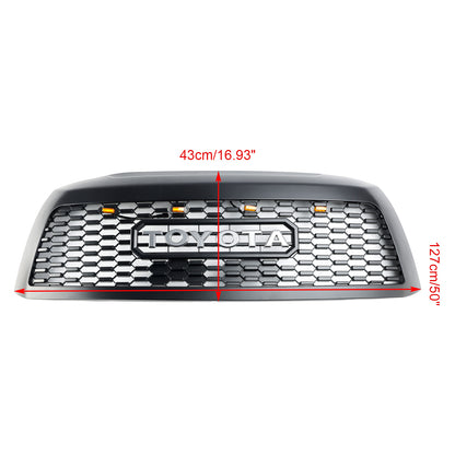 TRD PRO Style Grille For Toyota Sequoia 2008-2018 Front Bumper Black Replacement Grill With Led Light