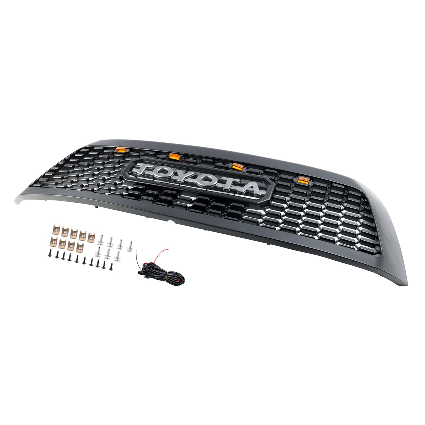 2008-2018 Toyota Sequoia Front Bumper Grill Matte Black Grille With Led Lights