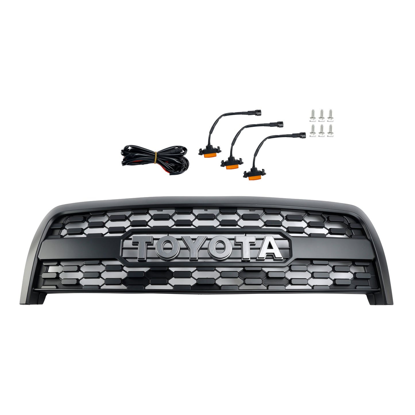 2003-2006 Toyota Tundra TRD PRO Style Front Bumper Grill Replacement Matte Black Grille W/ LED