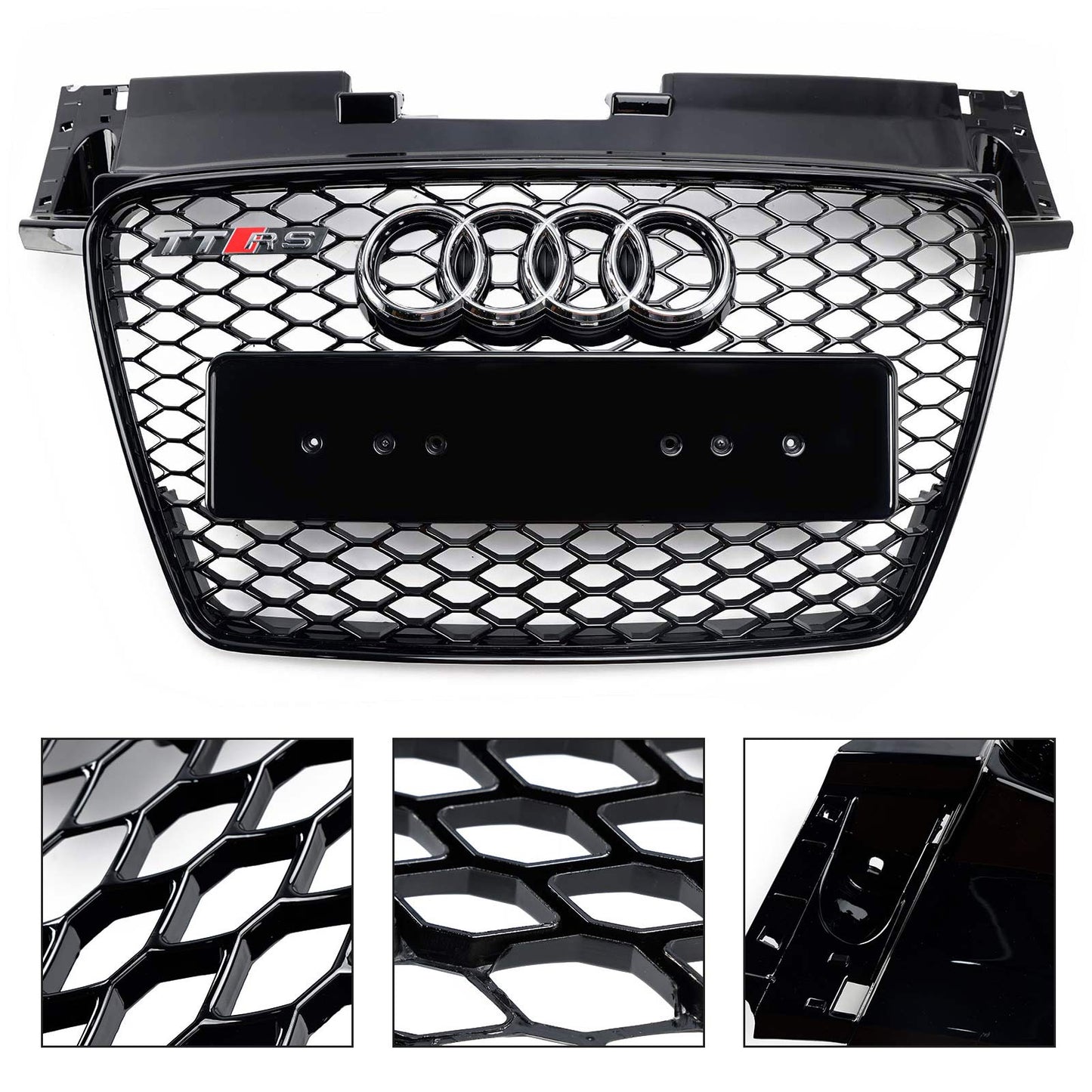 2006-2014 Audi TT TTS J8 MK2 RS Style Front Honeycomb Grill Replacement Black Grille