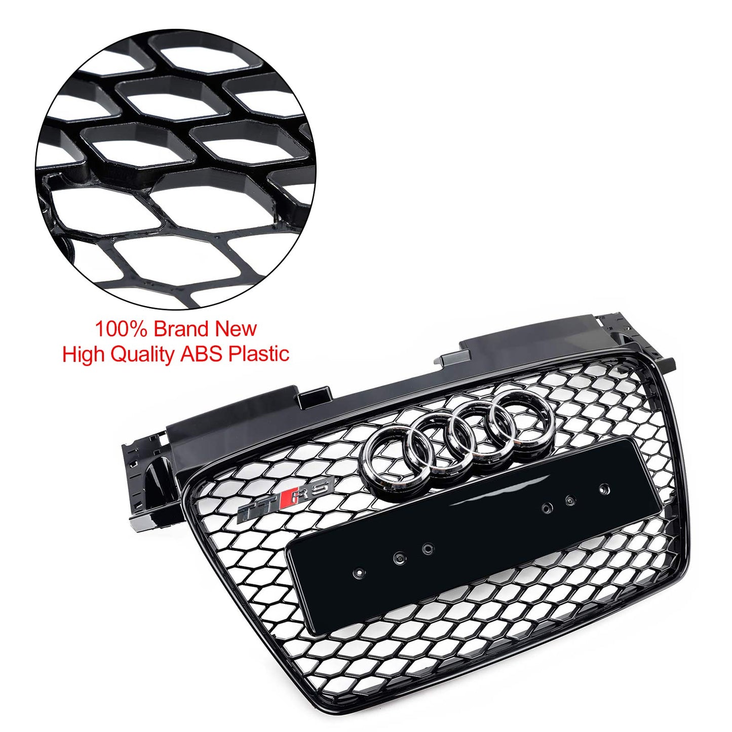 2006-2014 Audi TT TTS J8 MK2 RS Style Front Honeycomb Grill Replacement Black Grille