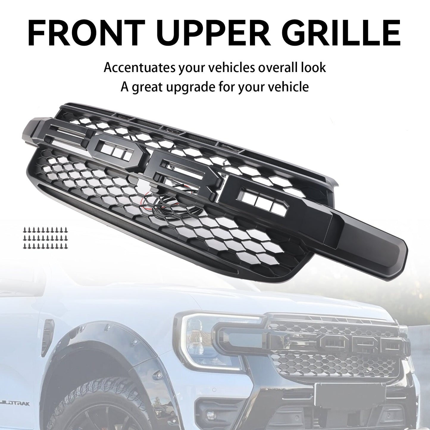2023-2024 Ford Ranger Next Gen T9 Front Bumper Grill Black Grille W/ LED Light