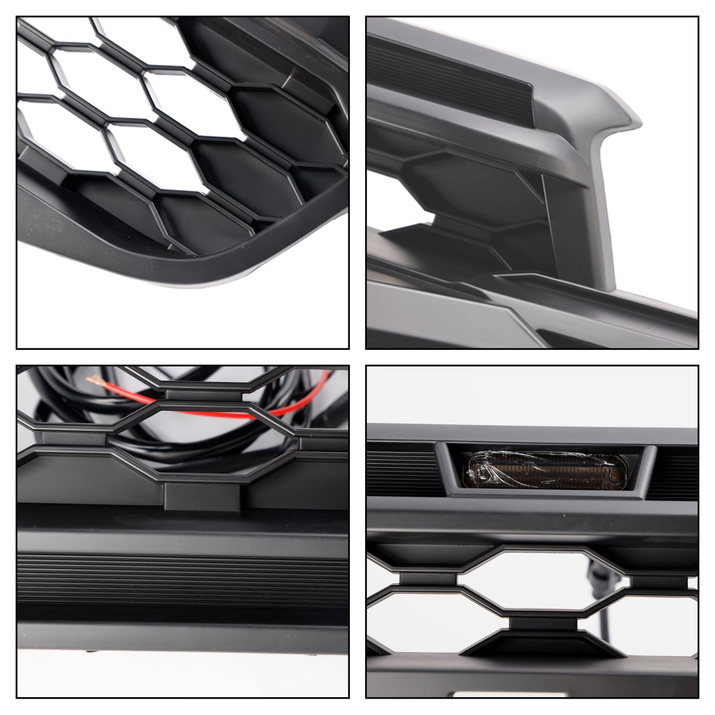 2023 2024 Ford Ranger Front Grill Raptor Black Grille With White LED Light With Camera Mount