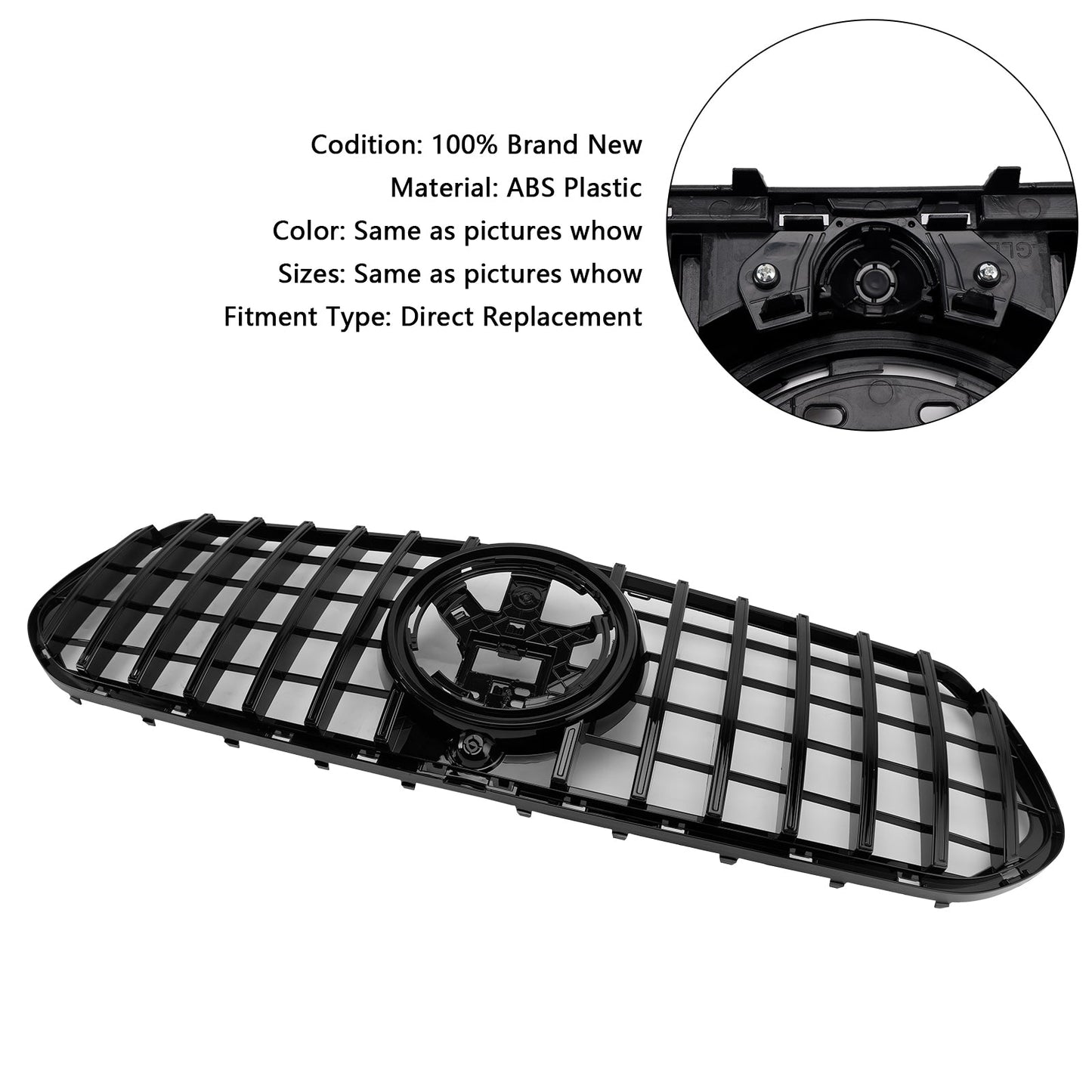 2019-2023 Mercedes Benz GLE Class C167 V167 GT Style Grill Front Bumper Glossy Black Grille