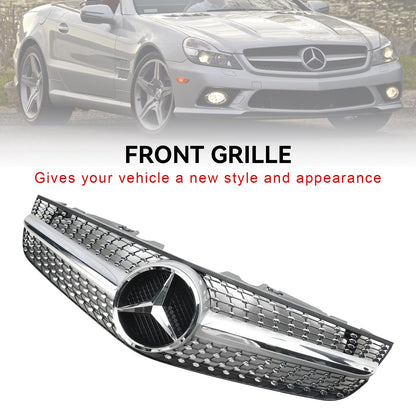 2009-2012 Benz SL-Class R230 SL500 SL550 SL63 SL65 Mercedes Front Bumper Upper Grill AMG Style Grill Replacement