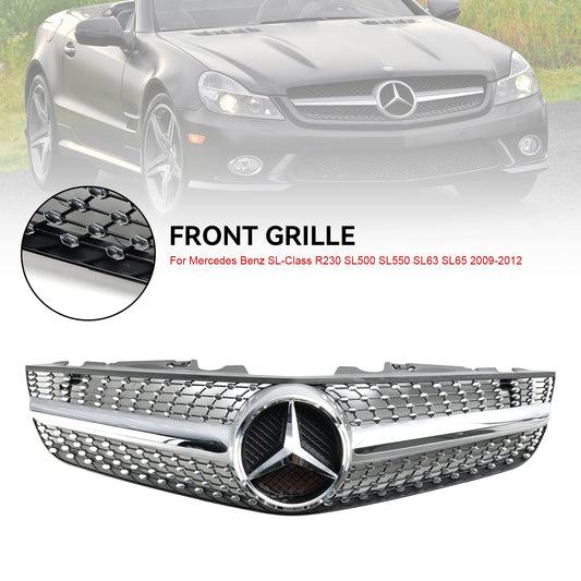 2009-2012 Benz SL-Class R230 SL500 SL550 SL63 SL65 Mercedes Front Bumper Upper Grill AMG Style Grill Replacement