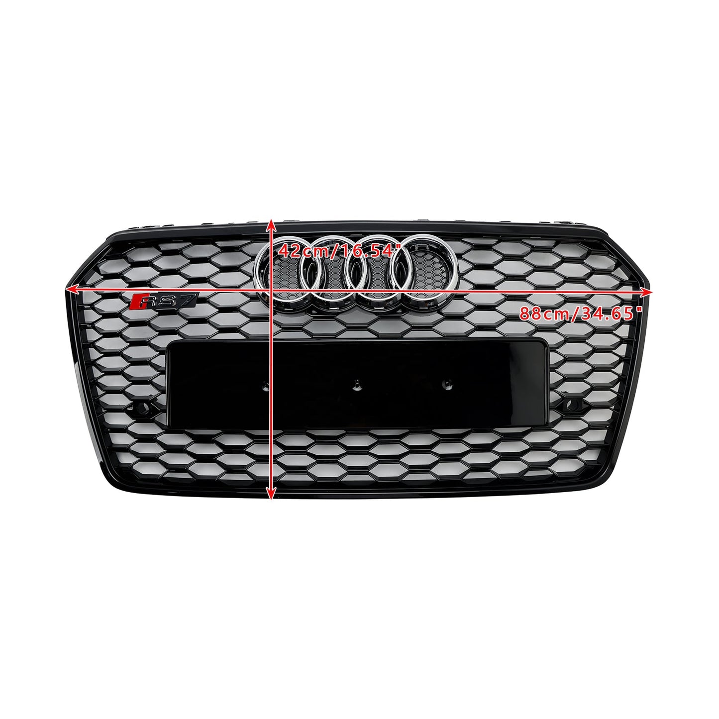 2016 2017 2018 Audi A7 / A7 Sline / S7 4G Front Bumper Honeycomb Grill RS7 Style Black Sport Mesh Grille W/ Ring Emblem