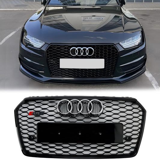 2016-2018 Audi A7 4G S7 Facelift Honeycomb Front Bumper Grill RS7 Style Black Grille