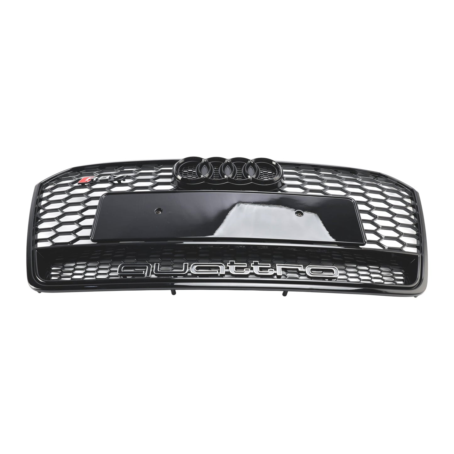 2016-2018 Audi 4G A7 S7 Facelift RS7 Quattro Style Front Bumper Grill Glossy Black Honeycomb Grille W/ Ring Emblem