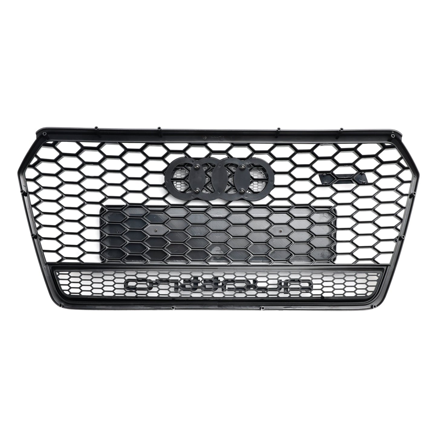 2016-2018 Audi 4G A7 S7 Facelift RS7 Quattro Style Front Bumper Grill Glossy Black Honeycomb Grille W/ Ring Emblem