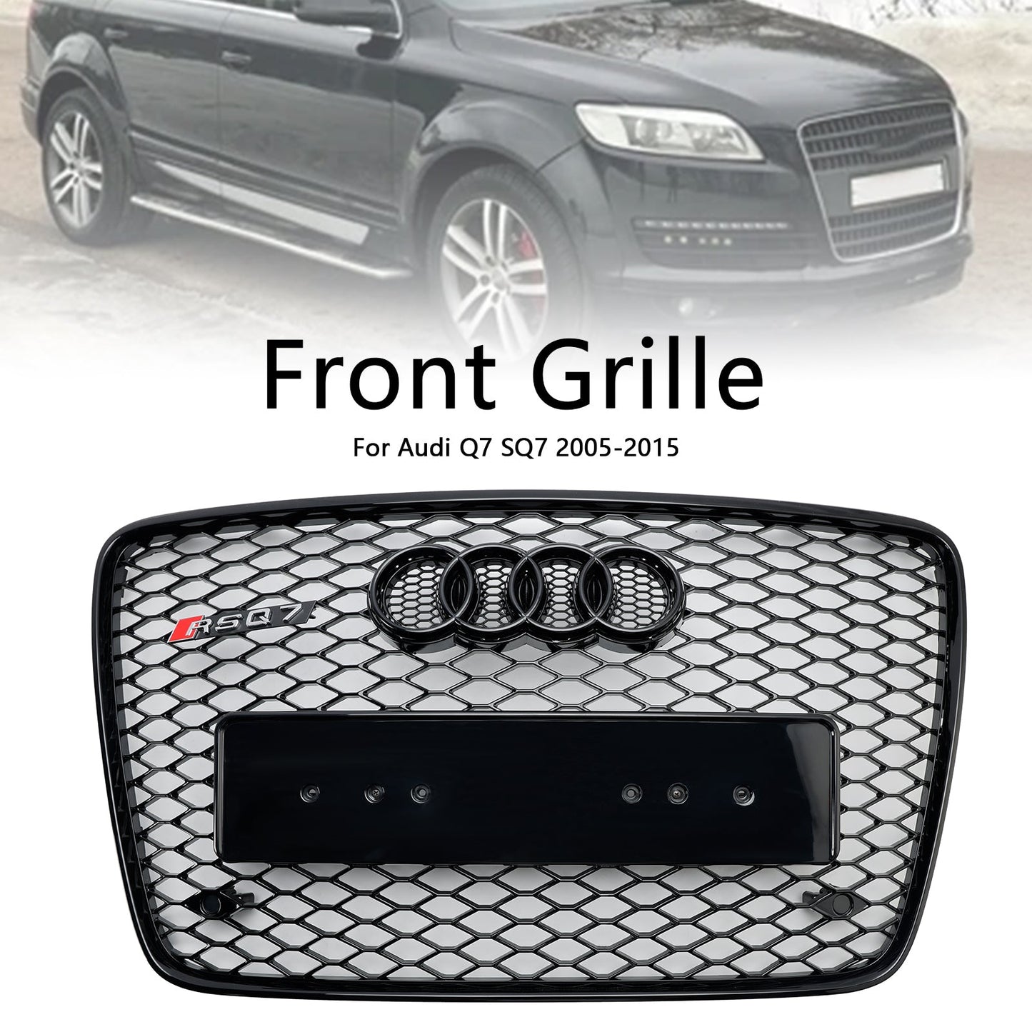2005-2015 Audi Q7 /Q7 Sline /SQ7 Hoenycomb / Slat Style Grill Air Intake Radiator Front Bumper Grille With RIng Emblem