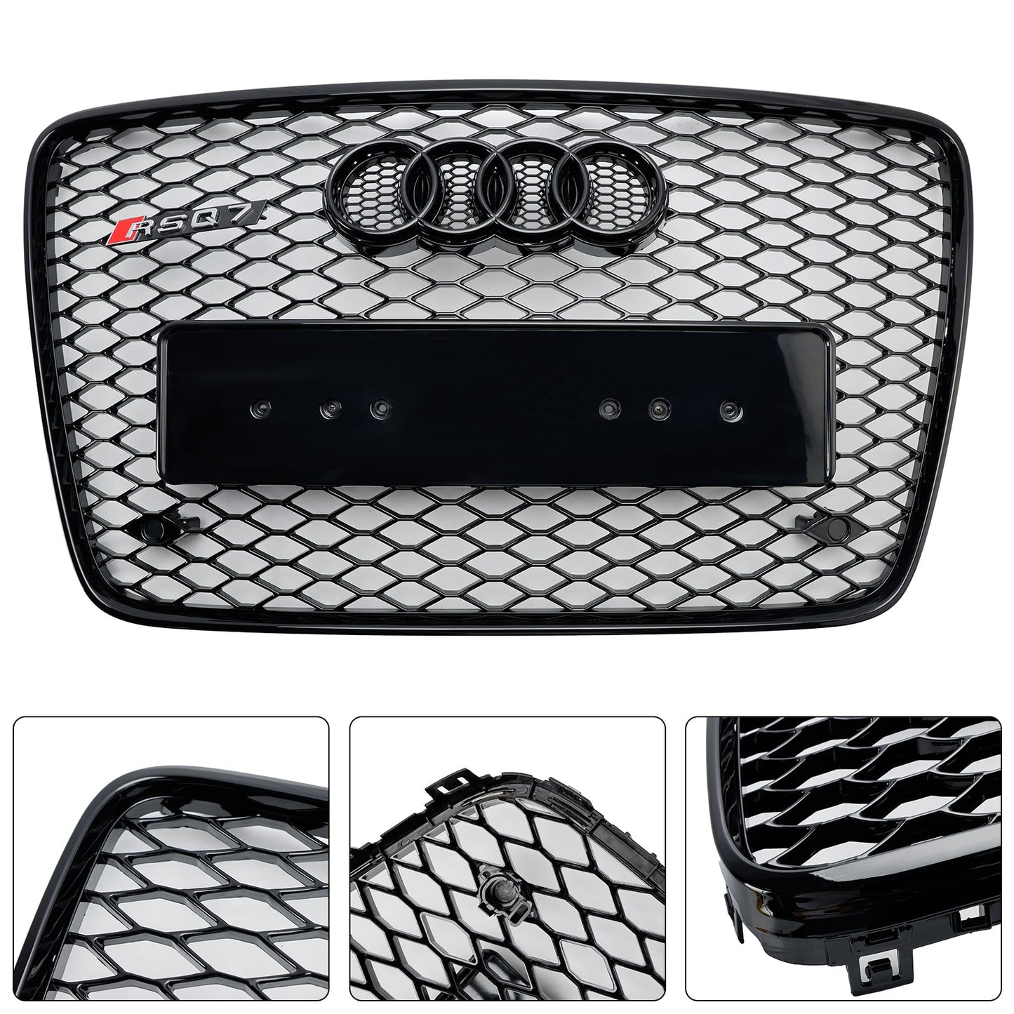 2005-2015 Audi Q7 /Q7 Sline /SQ7 Hoenycomb / Slat Style Grill Air Intake Radiator Front Bumper Grille With RIng Emblem