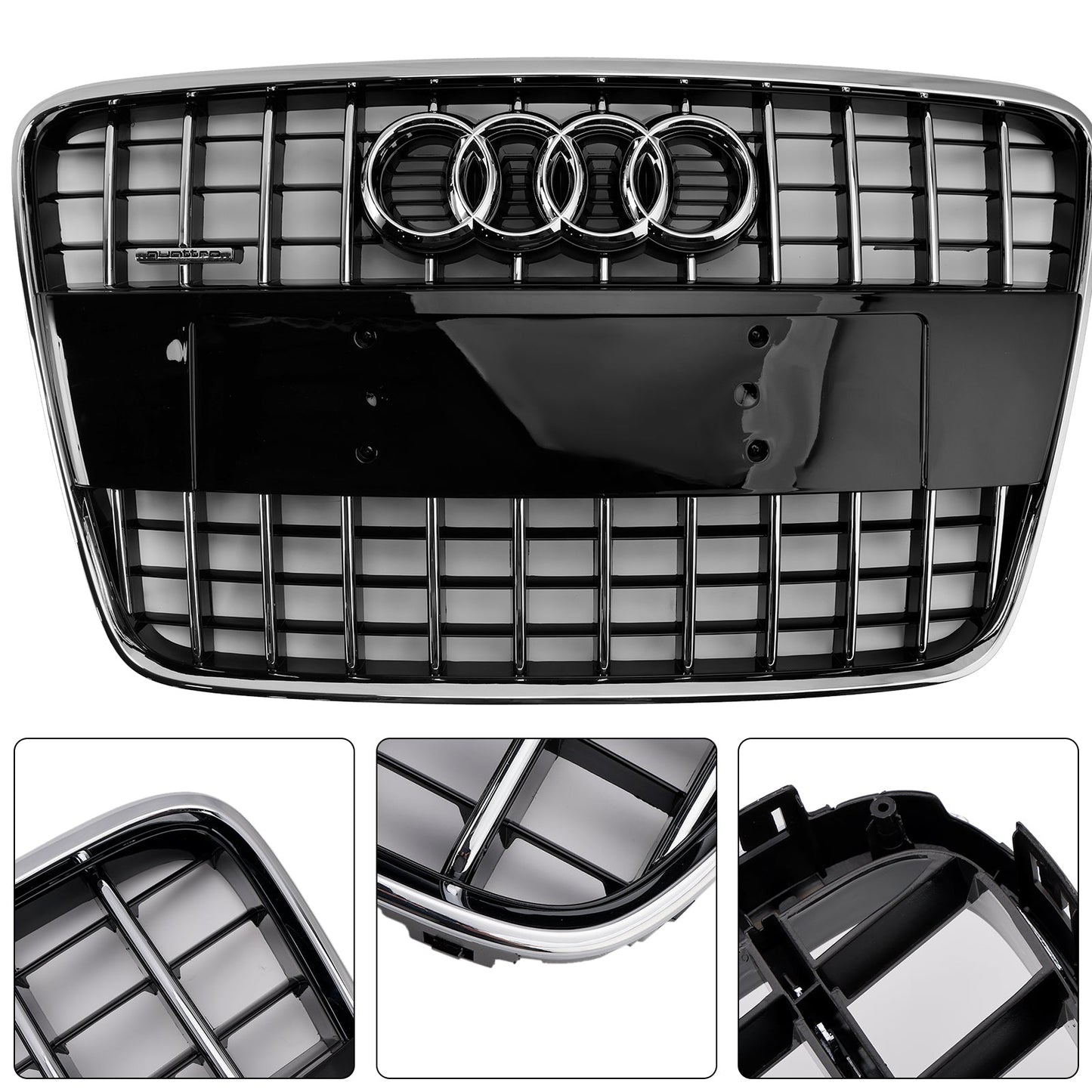 2005-2015 Audi Q7 /Q7 Sline /SQ7 Hoenycomb / Slat Style Grill Air Intake Radiator Front Bumper Grille With RIng Emblem