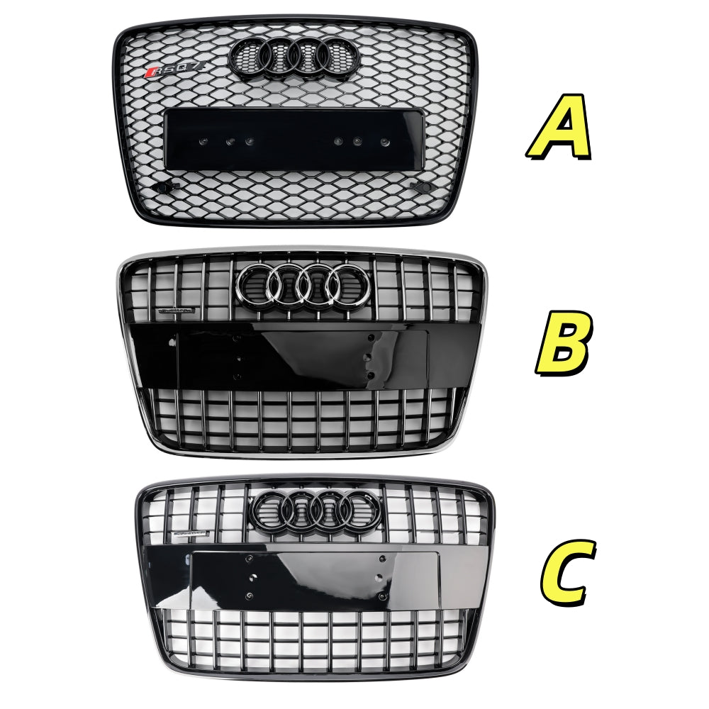 2005-2015 Audi Q7 /Q7 Sline /SQ7 Hoenycomb / Slat Style Grill Air Intake Radiator Front Bumper Grille With RIng Emblem