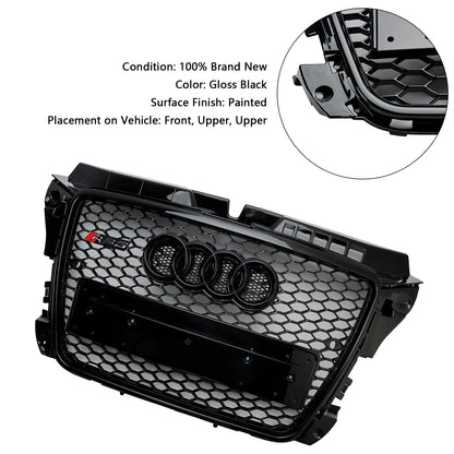 Audi 2008-2013 A3/ A3 Sline/ S3 8P RS3 Style Gloss Black Grille Honeycomb Sport Front Bumper Grill
