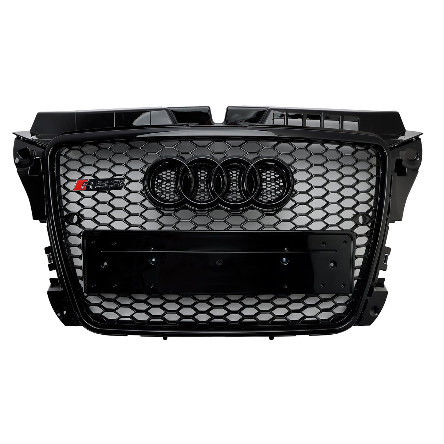 2008-2013 Audi 8P A3/ A3 Sline/ S3 Black Honeycomb Front Grille RS3 Mesh Hex Bumper Replacemetn Grill With Ring Emblem