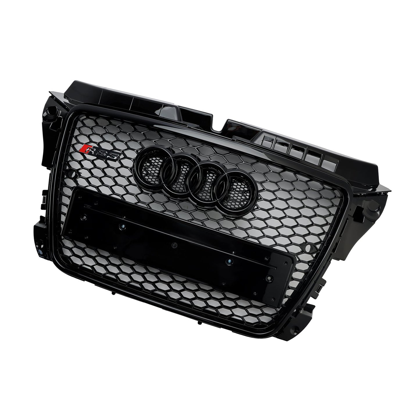 2008-2013 Audi 8P A3/ A3 Sline/ S3 Black Honeycomb Front Grille RS3 Mesh Hex Bumper Replacemetn Grill With Ring Emblem