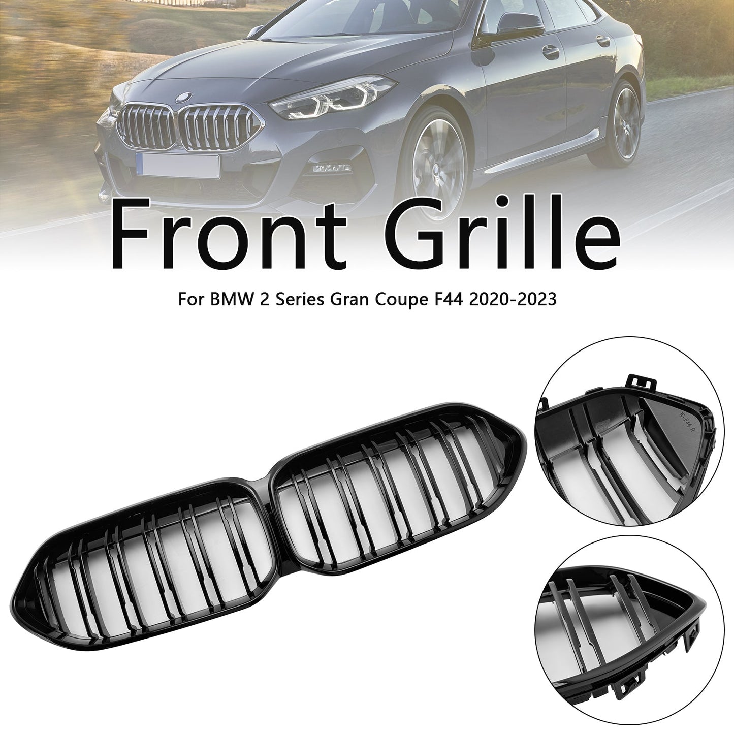 2020-2023 BMW 2 Series Gran Coupe F44 218i/220i/228i xDrive/M235i xDrive Front Bumper Grille Gloss Black Grill