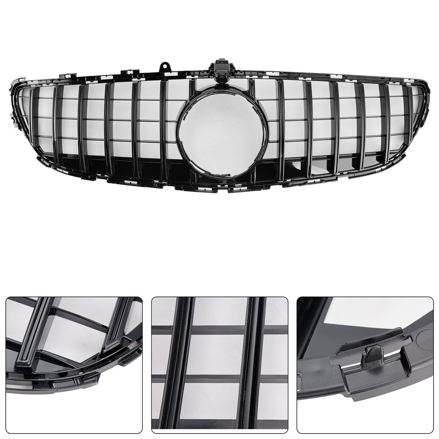 2015-2018 Mercedes Benz CLS Class W218 C218 X218 GTR Style Grill Front Bumper Glossy Black Grille