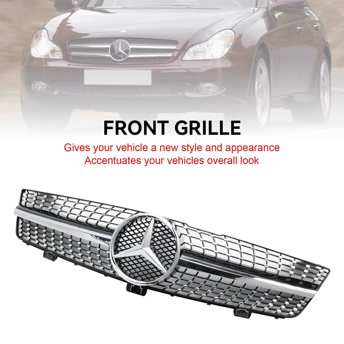 2008-2010 Mercedes Benz CLS-Class W219 C219 CLS350/500/550/CLS63 Front Bumper Grill Diamond Grille