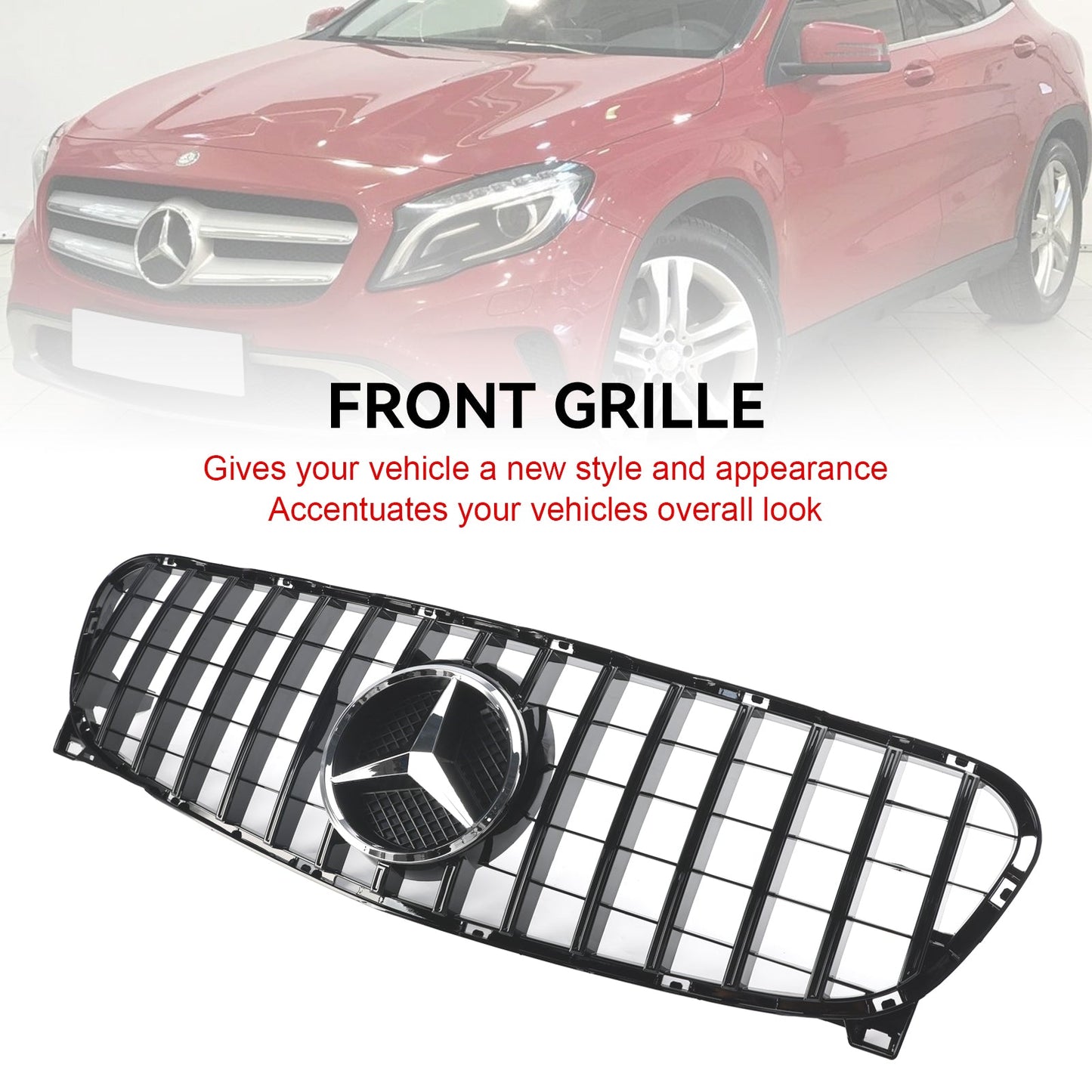 2013-2017 Mercedes Benz GLA-Class W156 X156 GLA200/220/250/GLA45 Front Bumper Grill Black GT Style Grille