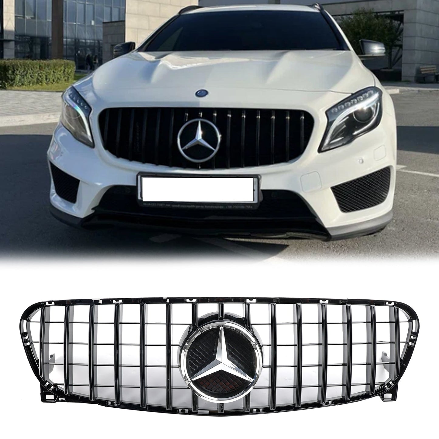 2013-2017 Mercedes Benz GLA-Class W156 X156 GLA200/220/250/GLA45 Front Bumper Grill Black GT Style Grille