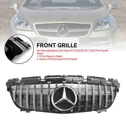 2011-2016 Mercedes Benz SLK-Class R172 GT Style Grille Front Bumper Chrome Replacement Grill
