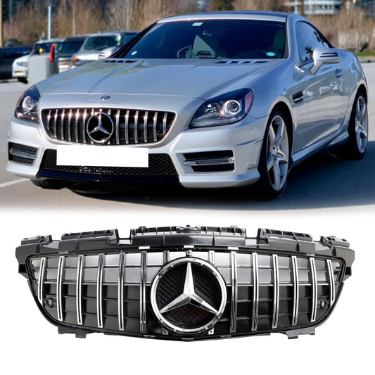 2011-2016 Mercedes Benz SLK-Class R172 SLK200/250/350/SLK55 AMG Front Bumper Grill Chrome GT Style Grille