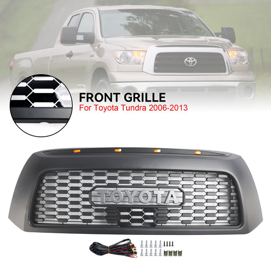 2006-2009 Toyota Tundra TRD PRO Grill Matte Black Replacement Front Grille With LED Light & Letter