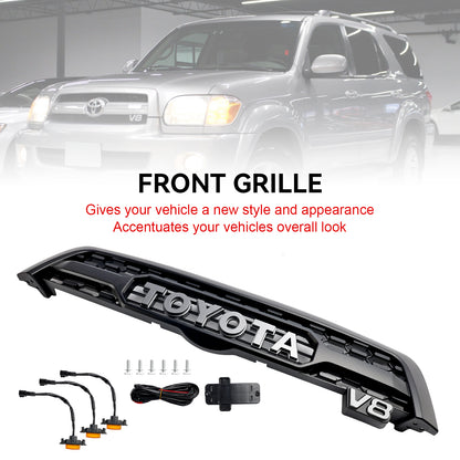 Toyota Sequoia 2005 2006 2007 TRO PRO Grill Black Front Bumper Replacement Grille With LED Light