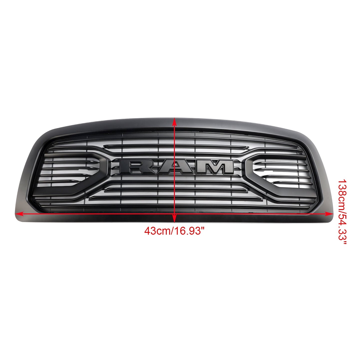 2009-2012 Dodge Ram 1500 Big Horn Style Front Bumper Grill Matte Black Replacement Grille W/ LED Lights