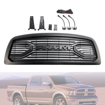 2009-2012 Dodge Ram 1500 Matte Black Front Bumper Grill Grille W/ Led Light Generic