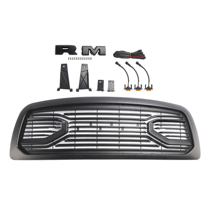 2009-2012 Dodge Ram 1500 Matte Black Front Bumper Grill Grille W/ Led Light Generic