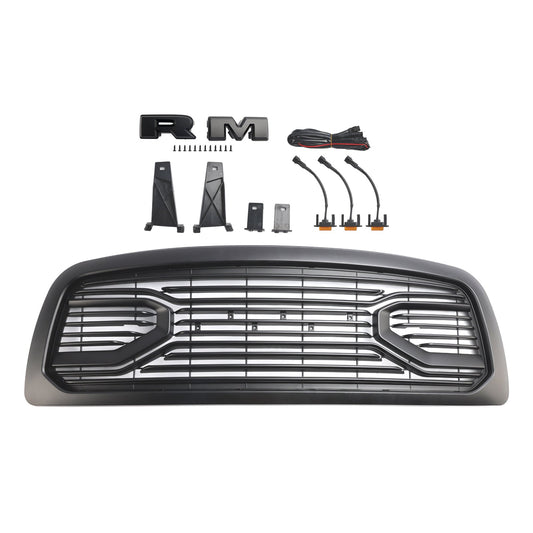 2009-2012 Dodge Ram 1500 Matte Black Front Bumper Grill Grille W/ Led Light Generic