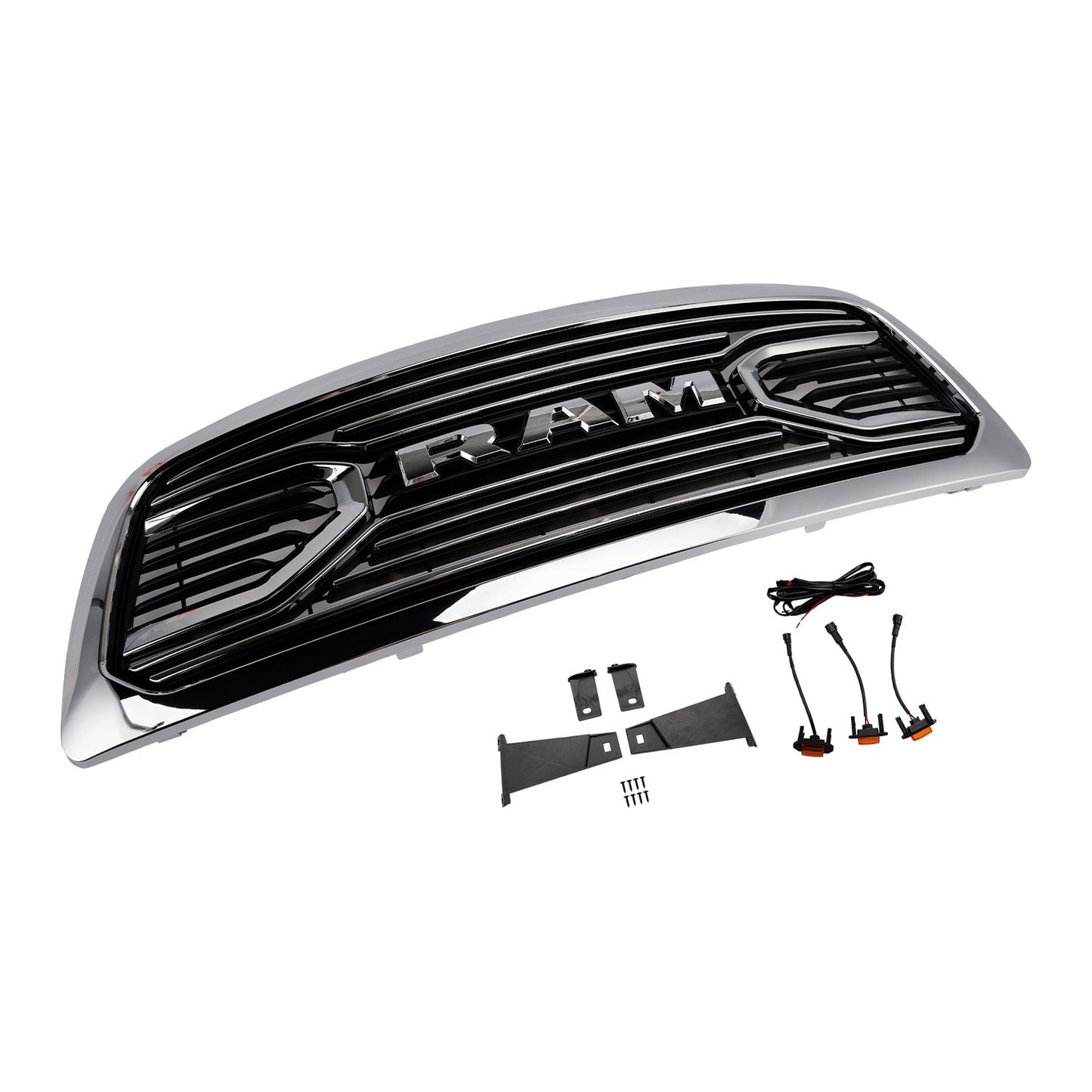 Dodge Ram 1500 2009-2012 Chrome Front Bumper Grill Grille W/ Led Light