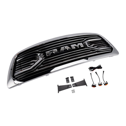 Dodge Ram 1500 2009-2012 Chrome Front Bumper Grill Grille W/ Led Light