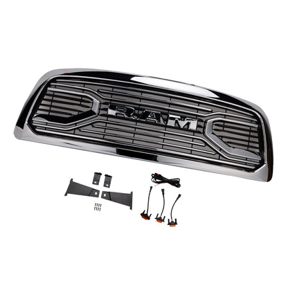 Dodge Ram 1500 2009-2012 Chrome Front Bumper Grill Grille W/ Led Light