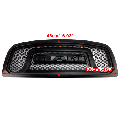 2009-2012 Dodge Ram 1500 Black Front Bumper Grill Grille W/ Led Light