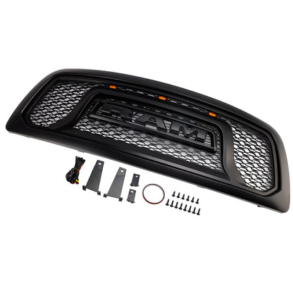 2009-2012 Dodge Ram 1500 Black Front Bumper Grill Grille W/ Led Light
