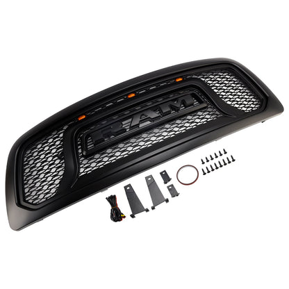 2009-2012 Dodge Ram 1500 Black Front Bumper Grill Grille W/ Led Light