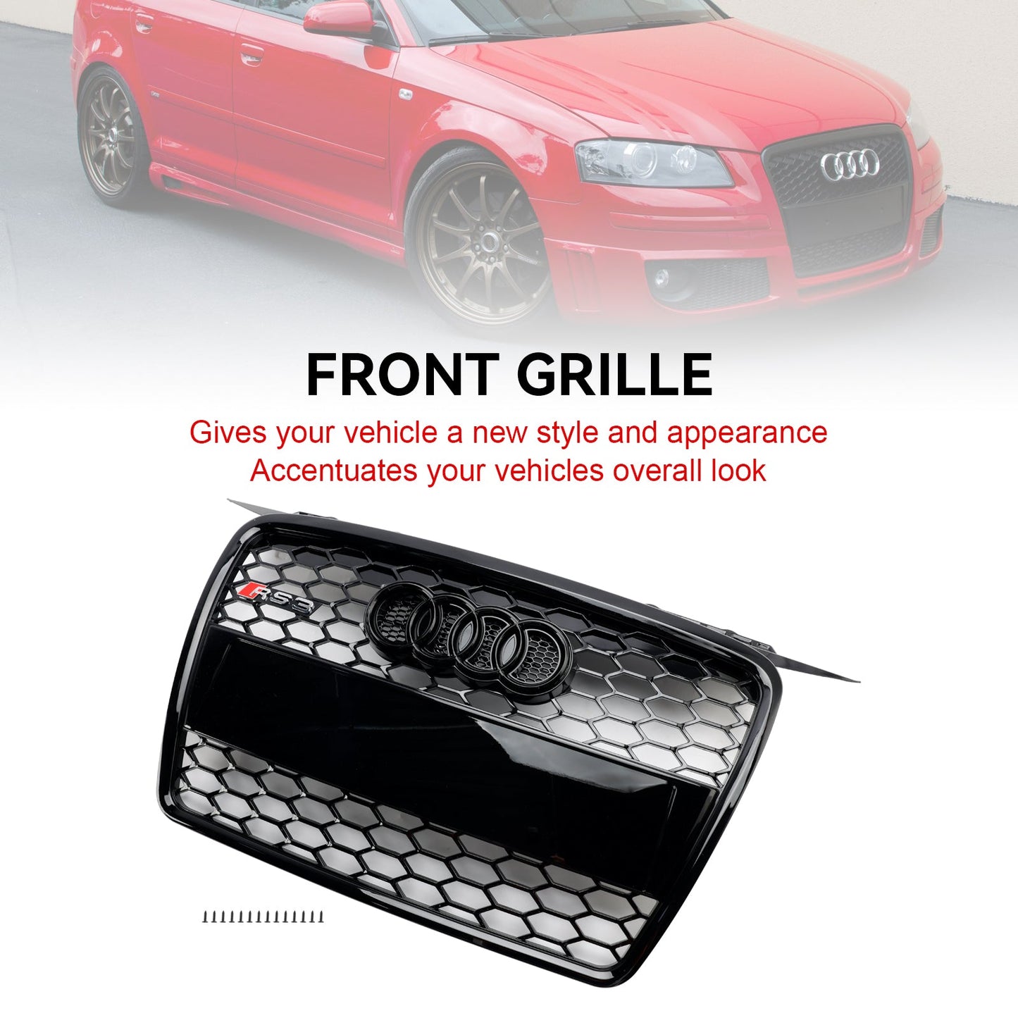 2004-2008 Audi A3 8P Pre-Facelift RS3 Style Front Bumper Grill Black Honeycomb Grille