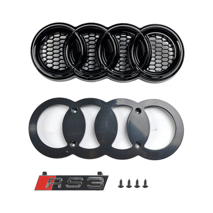 2004 2005 2006 2007 2008 Audi A3 / S3 8P RS3 Honeycomb Grille Black Front Bumper Grill With Ring Emblem