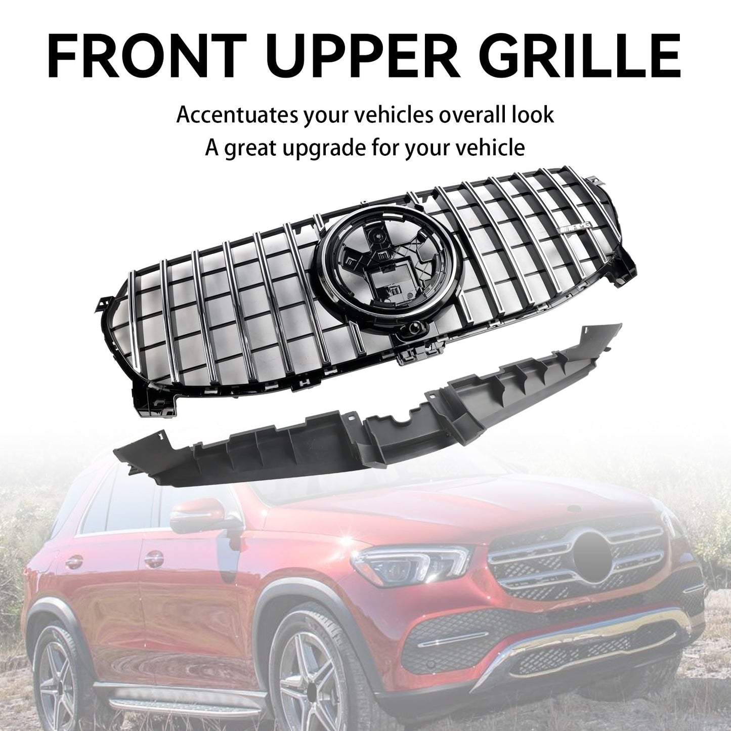 2020-2022 Mercedes-Benz GLE-Class W167 GLE350/450/400d Standard Front Bumper Grille Glossy Black Grill