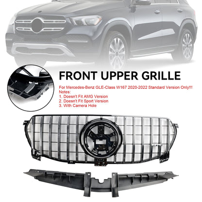 2020-2022 Mercedes-Benz GLE-Class W167 GLE350/450/400d Standard Front Bumper Grille Glossy Black Grill
