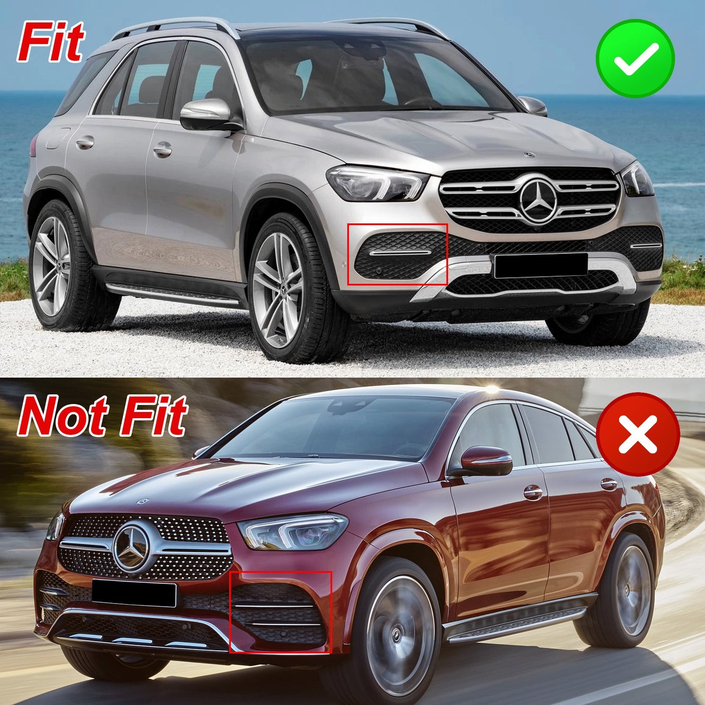 2020-2022 Mercedes-Benz GLE-Class W167 GLE350/450/400d Standard Front Bumper Grille Glossy Black Grill