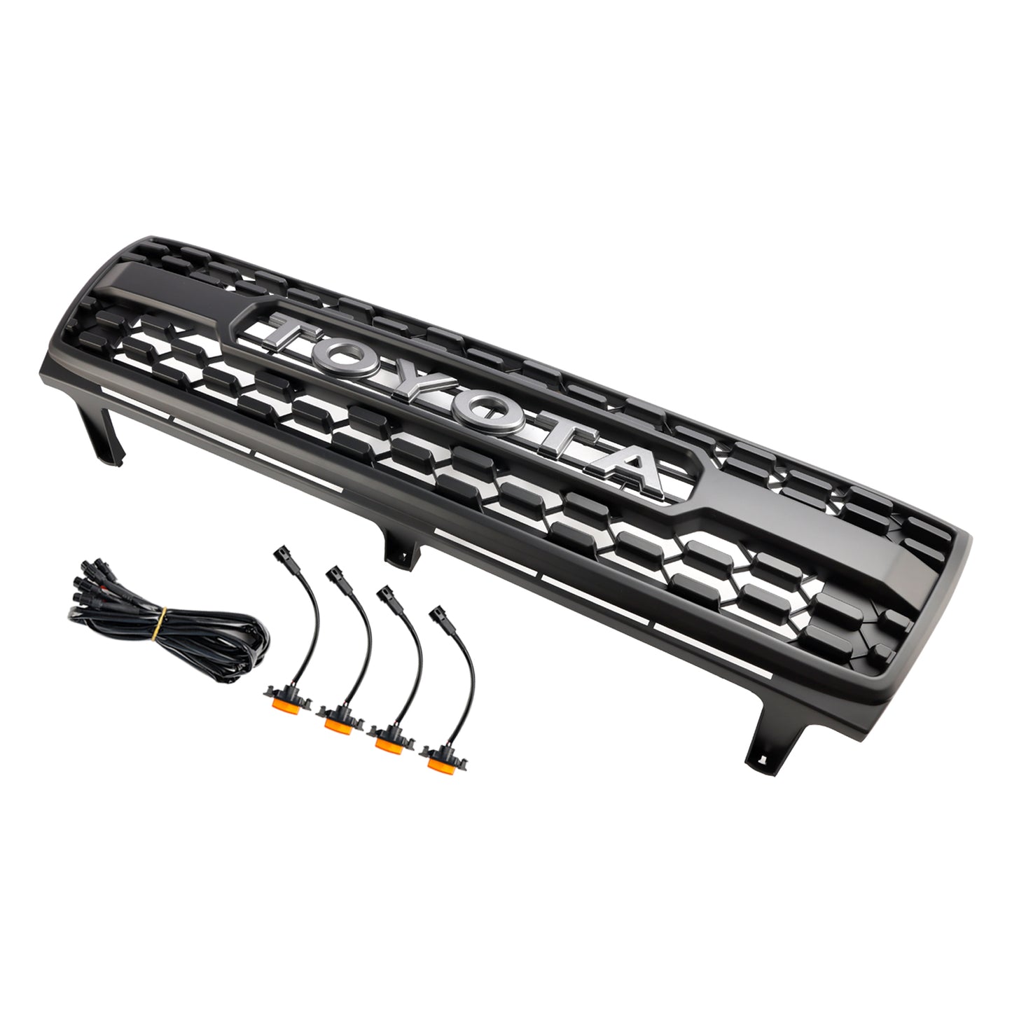 1997-2000 Toyota Tacoma Honeycomb Front Bumper Grill TRD PRO Style Black Grille W/ LED Light